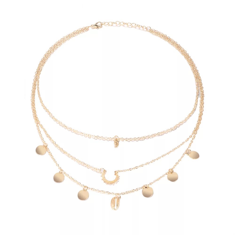 NEW*LADIES GOLD FASHION THREE LAYERS BOHO NECKLACE